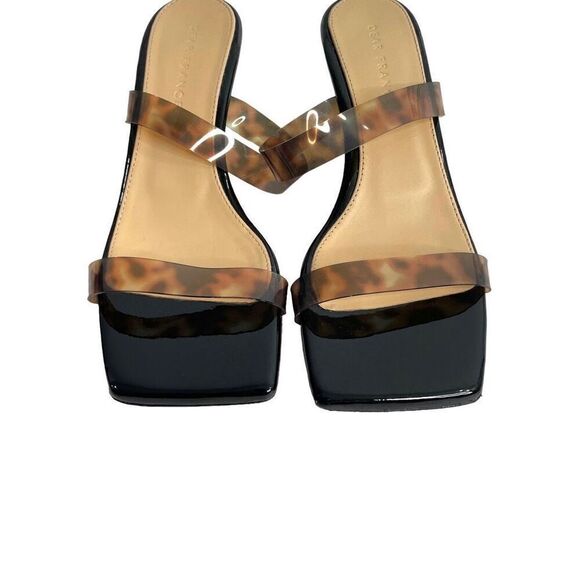 Dear Frances Rain Sandal Leopard Tortoishell Two Strap Mules Kitten Heels Size 3 - Picture 4 of 13